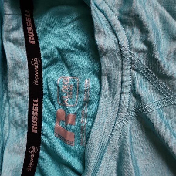 YXL Russell dri-power 360 ocean teal tshirt - Picture 3 of 5